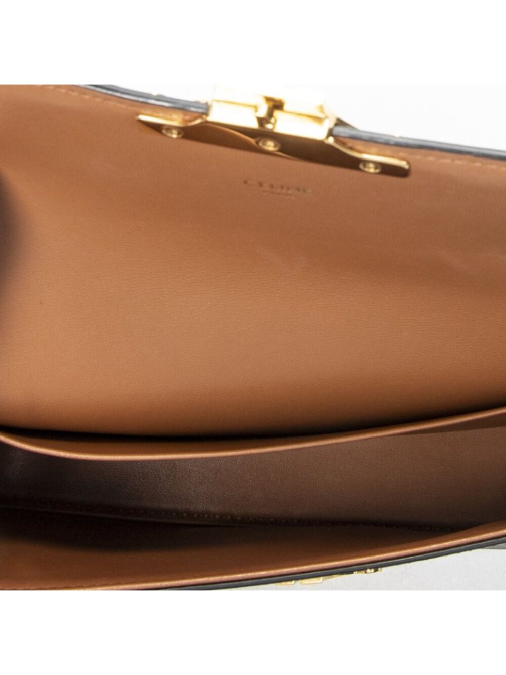 ★SOLD★ Celine Triomphe Claude Shoulder Bag Black Canvas - Picture 9 of 10